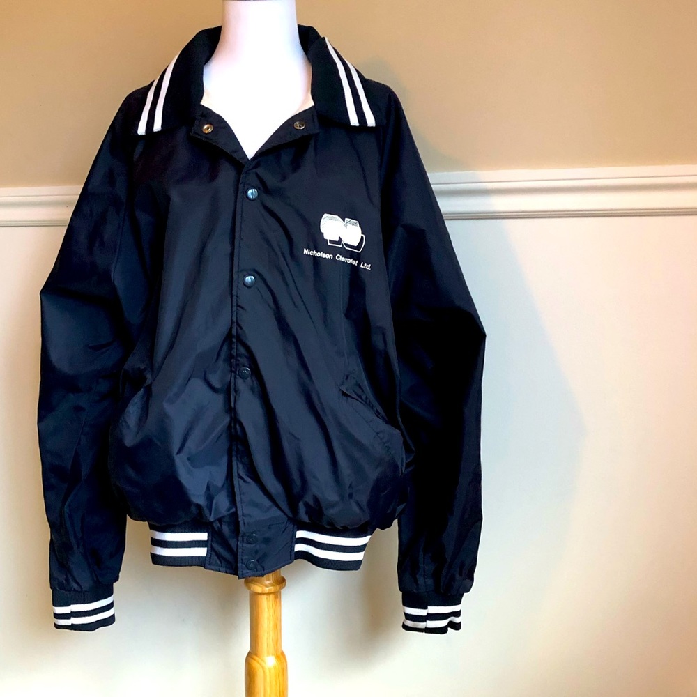 Vintage Looking Quality Sportswear Blue Windbreaker w/ White Stripes - Picture 1 of 12